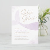 Invitation Fête d'anniversaire de la fille mauve-sirène (Debout devant)