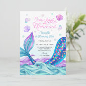 Invitation Fête d'anniversaire de la fille Mermaid (Debout devant)