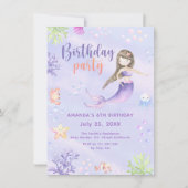 Invitation Fête d'anniversaire de la fille Mermaid (Devant)