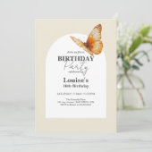 Invitation Fête d'anniversaire de la fille papillon d'or mode (Debout devant)