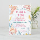 Invitation Fête d'anniversaire de la fille rose mignonne Axol (Debout devant)