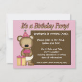 Invitation Fête d'anniversaire de la fille sur mesure, Cupcak (Devant)