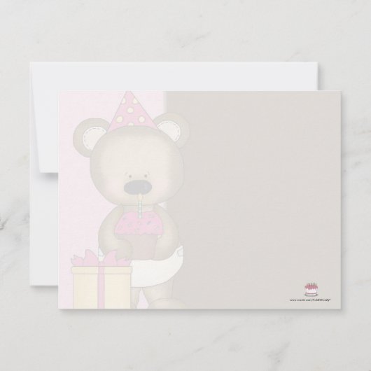 Invitation Fête d'anniversaire de la fille sur mesure, Cupcak (Dos)