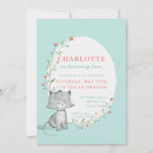 Invitation Fête d'anniversaire de la floraison Turquoise de K (Devant)