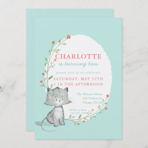 Invitation Fête d'anniversaire de la floraison Turquoise de K