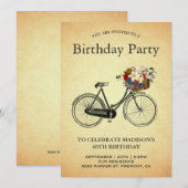 Invitation Fête d'anniversaire de la floraison Vintage (Devant / Derrière)