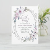 Invitation Fête d'anniversaire de la Flore Rose violette (Debout devant)