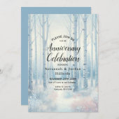 Invitation Fête d'anniversaire de la forêt de bouleau bleu gi (Devant / Derrière)