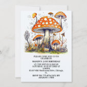 Invitation Fête d'anniversaire de la Forêt de champignons sau (Devant)