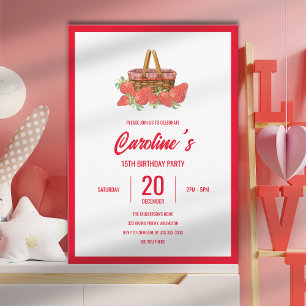 Invitation Fête d'anniversaire de la fraise de pique-nique de