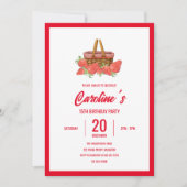 Invitation Fête d'anniversaire de la fraise de pique-nique de (Devant)
