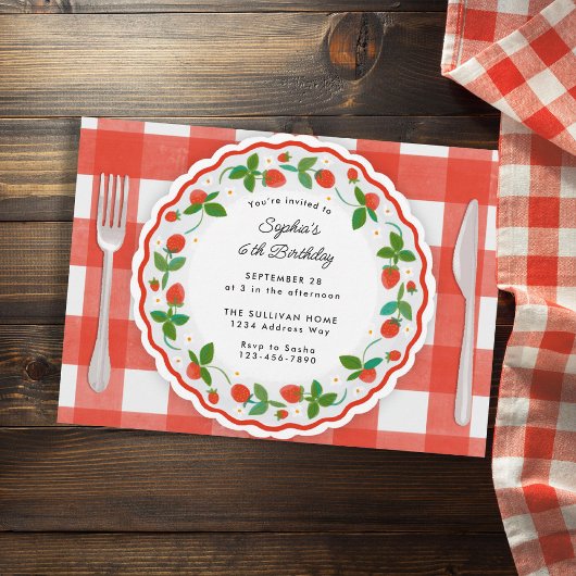 Invitation Fête d'anniversaire de la fraise douce Berry