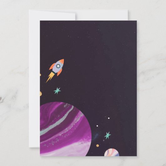 Invitation Fête d'anniversaire de la fusée spatiale (Dos)