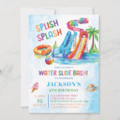 Invitation Fête d'anniversaire de la glisse d'eau (Devant)