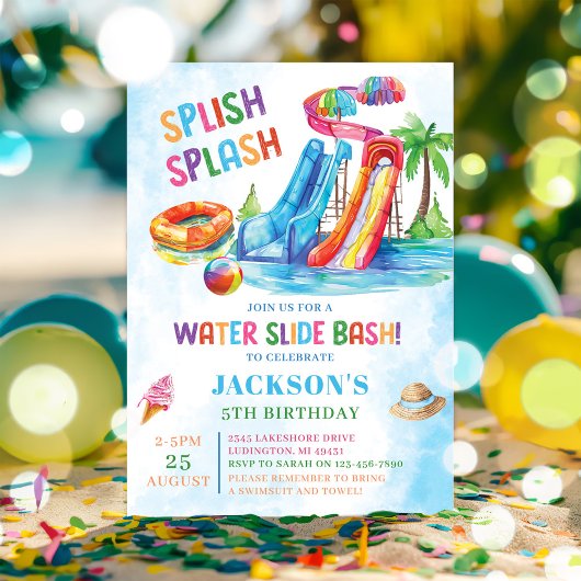 Invitation Fête d'anniversaire de la glisse d'eau