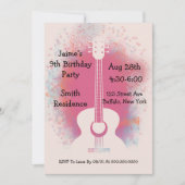 Invitation Fête d'anniversaire de la guitare (Devant)