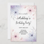 Invitation Fête d'anniversaire de la jolie fille violette (Devant)