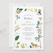 Invitation Fête d'anniversaire de la jungle luxuriante (Devant)