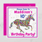Invitation Fête d'anniversaire de la licorne de l'enfant (Devant / Derrière)