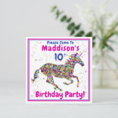 Invitation Fête d'anniversaire de la licorne de l'enfant (Debout devant)