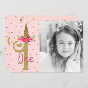 Invitation Fête d'anniversaire de la licorne la rose de