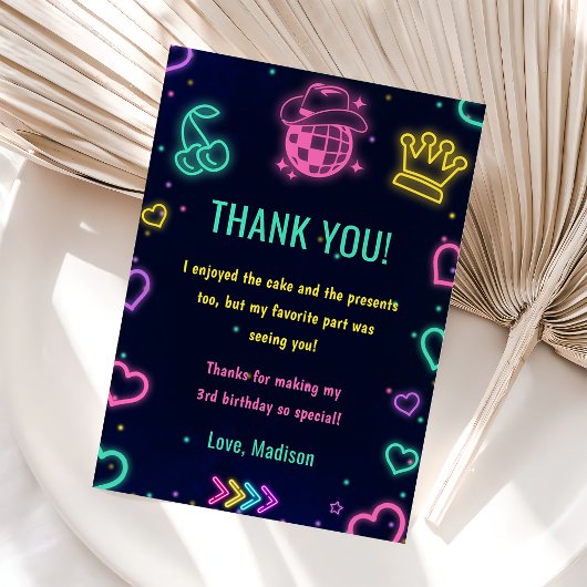 Invitation Fête d'anniversaire de la lueur du néon