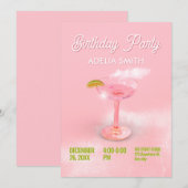 Invitation Fête d'anniversaire de la margarita de cocktail de (Devant / Derrière)