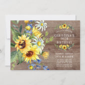 Invitation Fête d'anniversaire de la marguerite de tournesol  (Devant)