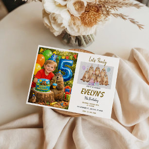Invitation Fête d'anniversaire de la marmotte pour les 5 ans 