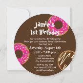 Invitation Fête d'anniversaire de la mignonne beigne ronde do (Dos)