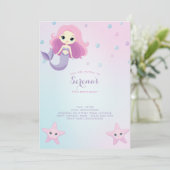 Invitation Fête d'anniversaire de la mignonne fille sirène (Debout devant)