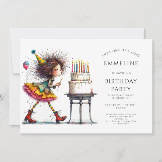 Invitation Fête d'anniversaire de la mignonne fille Whimsical (Devant)