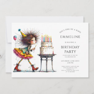 Invitation Fête d'anniversaire de la mignonne fille Whimsical