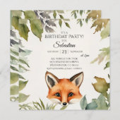 Invitation Fête d'anniversaire de la mignonne Fox Woodland (Devant / Derrière)
