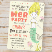 Invitation Fête d'anniversaire de la mignonne sirène moderne