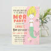 Invitation Fête d'anniversaire de la mignonne sirène moderne (Debout devant)