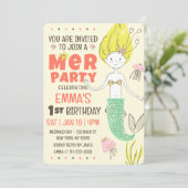 Invitation Fête d'anniversaire de la mignonne sirène moderne (Debout devant)