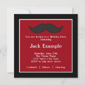 Invitation Fête d'anniversaire de la moustache d'homme (Dos)
