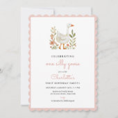 Invitation Fête d'anniversaire de la oie sotte rose (Devant)