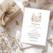 Invitation Fête d'anniversaire de la oie sotte rose