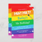 Invitation Fête d'anniversaire de la Paint Party (Devant / Derrière)