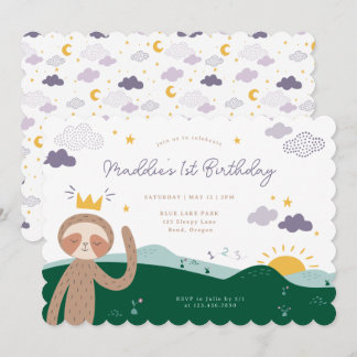 Invitation Fête d'anniversaire de la paresseuse Slumberkins