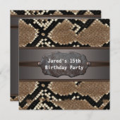 Invitation Fête d'anniversaire de la peau de serpent (Devant / Derrière)