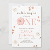 Invitation Fête d'anniversaire de la petite citrouille rose (Devant)