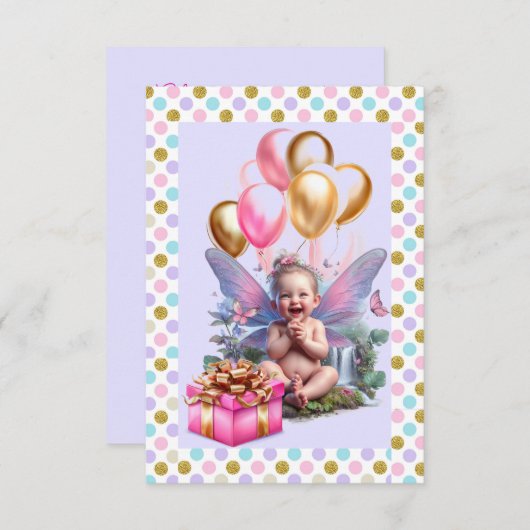 Invitation Fête d'anniversaire de la petite fille (Devant / Derrière)