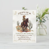 Invitation Fête d'anniversaire de la petite fille Cheval (Debout devant)