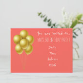 Invitation Fête d'anniversaire de la petite fille en ballons (Debout devant)