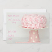 Invitation Fête d'anniversaire de la petite fille rose pâle (Devant)