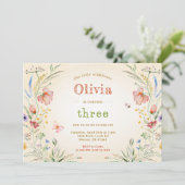 Invitation Fête d'anniversaire de la petite Fleur sauvage Flo (Debout devant)