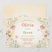 Invitation Fête d'anniversaire de la petite Fleur sauvage Flo (Devant / Derrière)
